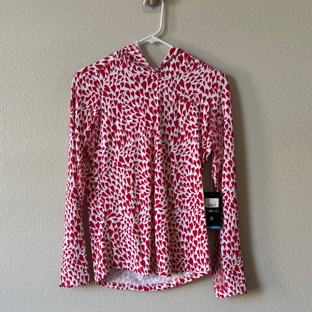 IBKUL Red and White Heart Pattern Top